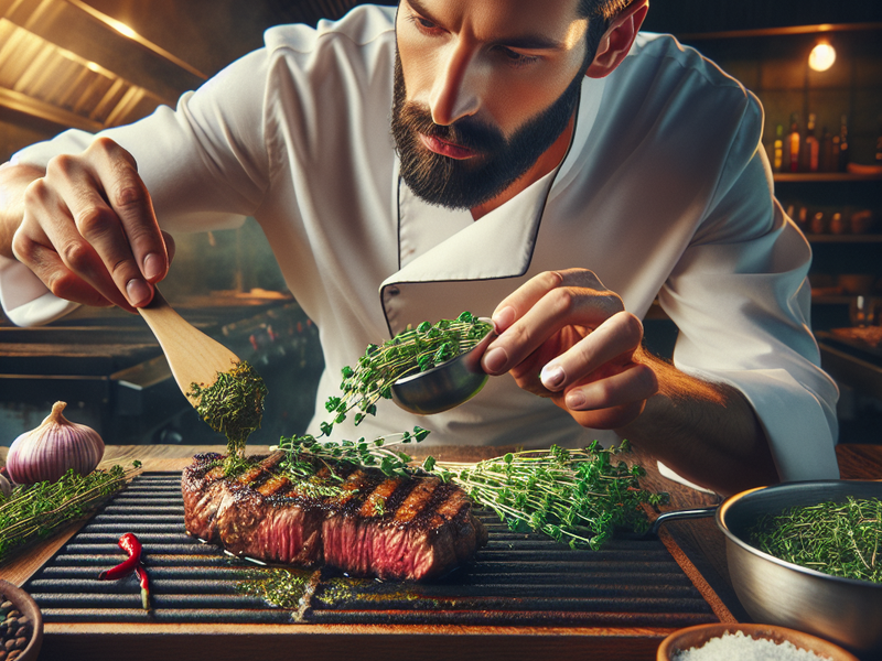 Grilled steak with herb-infused butter