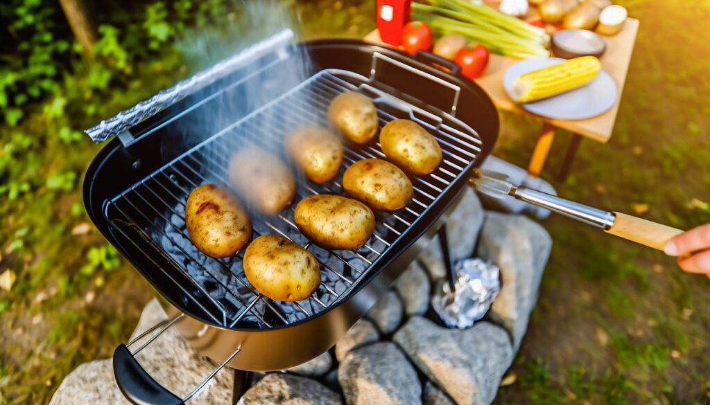 como fazer batata assada na churrasqueira