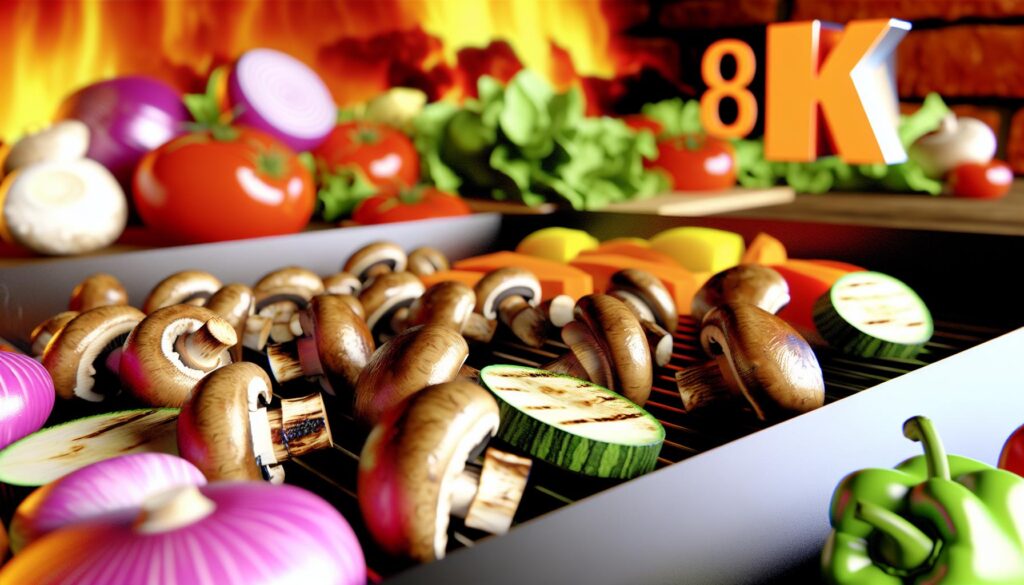 churrasco vegetariano com cogumelos