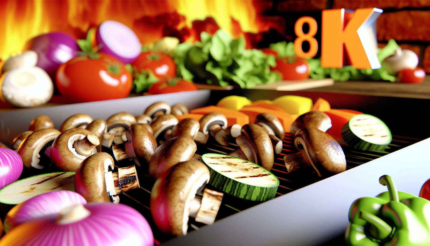 churrasco vegetariano com cogumelos