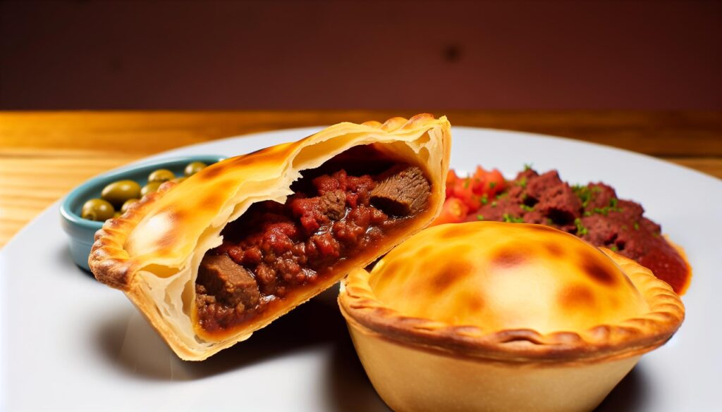 pastel de carne com sobras de churrasco