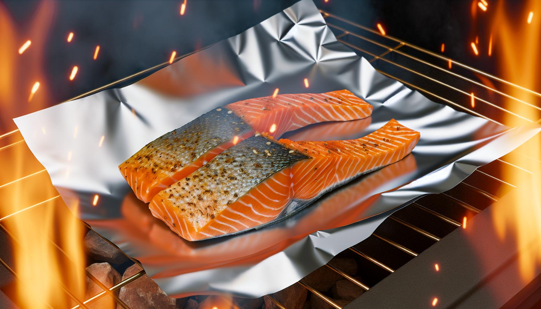salmÃ£o na churrasqueira com papel alumÃ­nio